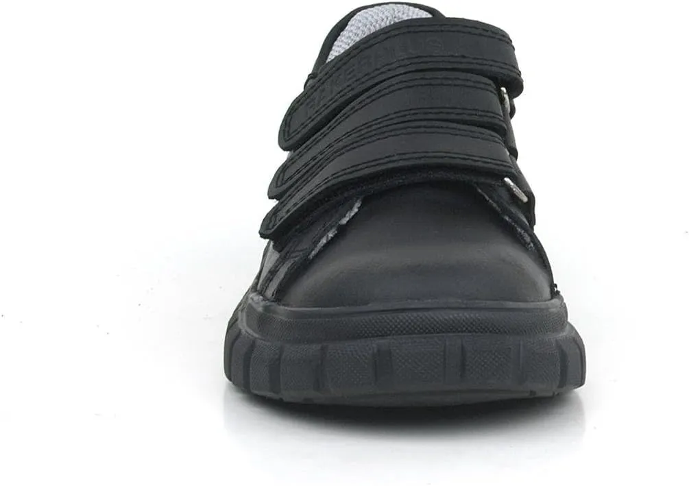 SIRRI Boys Black Leather School Shoes, Formal Smart Back to School Trainers