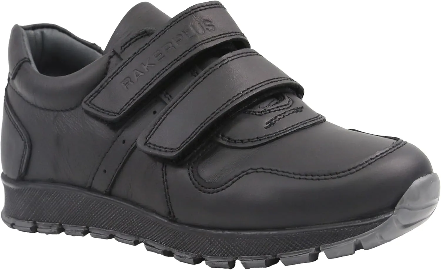 SIRRI Boys Black Leather School Shoes, Formal Smart Back to School Trainers