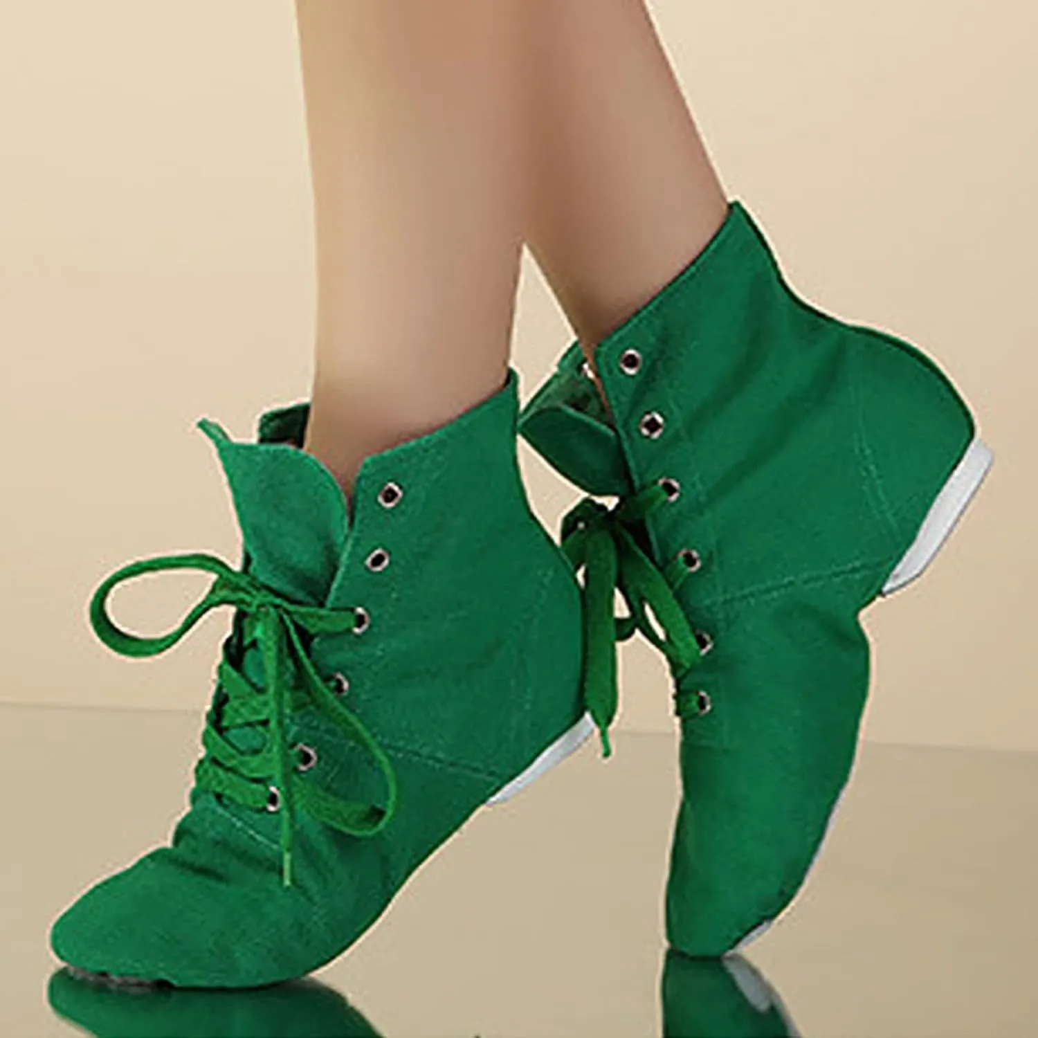 Split Sole Jazz Boots High Top Lace up Leather Canvas Dancing Shoes for Girls Boys (Toddler/Little Kid/Big Kid)