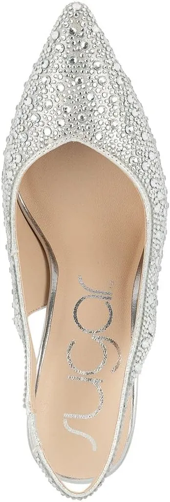 Sugar Womens Rhinestone Slingback Heels  Sparkly Pointed Toe Stiletto Pumps for Wedding, Party, Evening & Formal Dress Shoes