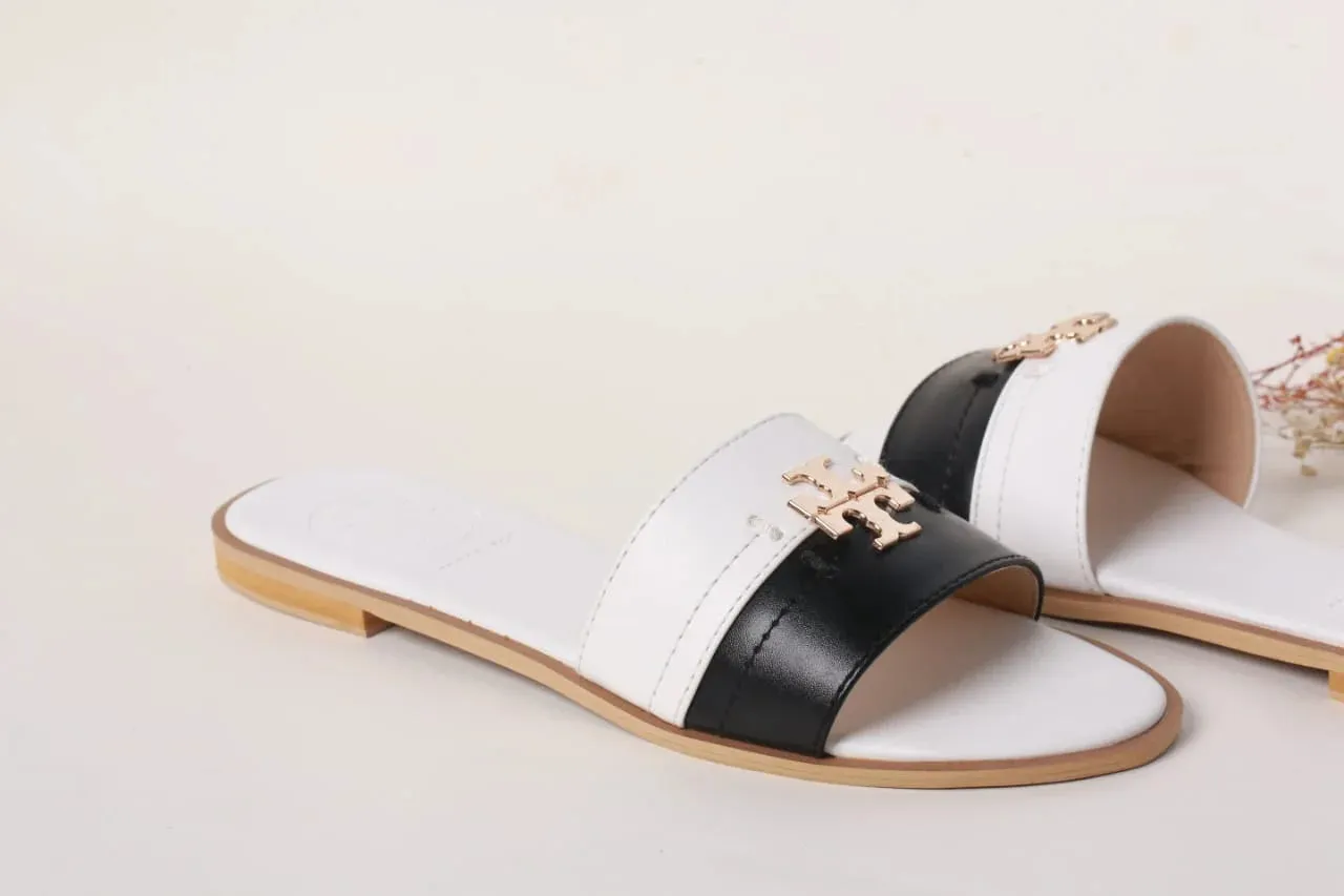 TB CASUAL SLIDES - WHITE & BLACK