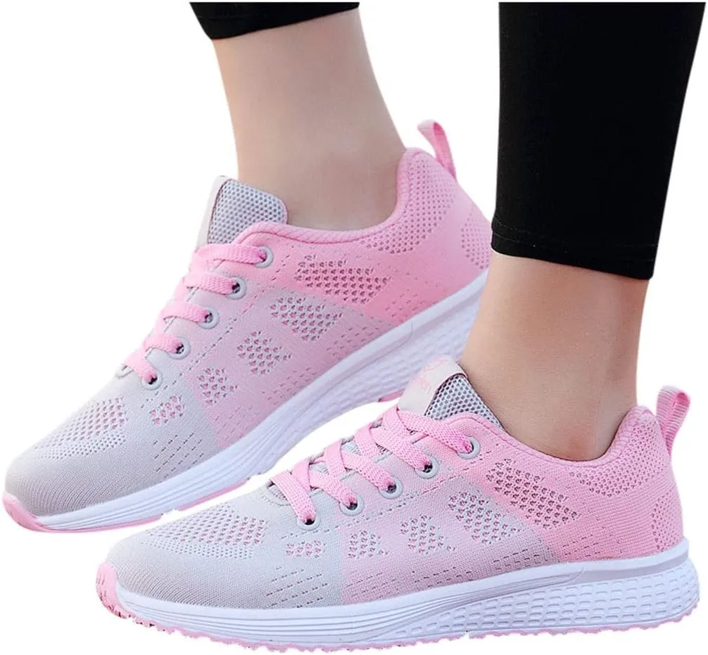Tennis Shoes Womens Lightweight Comfortable Lace up Walking Shoes Women Mesh Breathable Women's Casual Shoes Slip On Sneakers Waterproof Tennis Shoe Cross Trainer Shoe