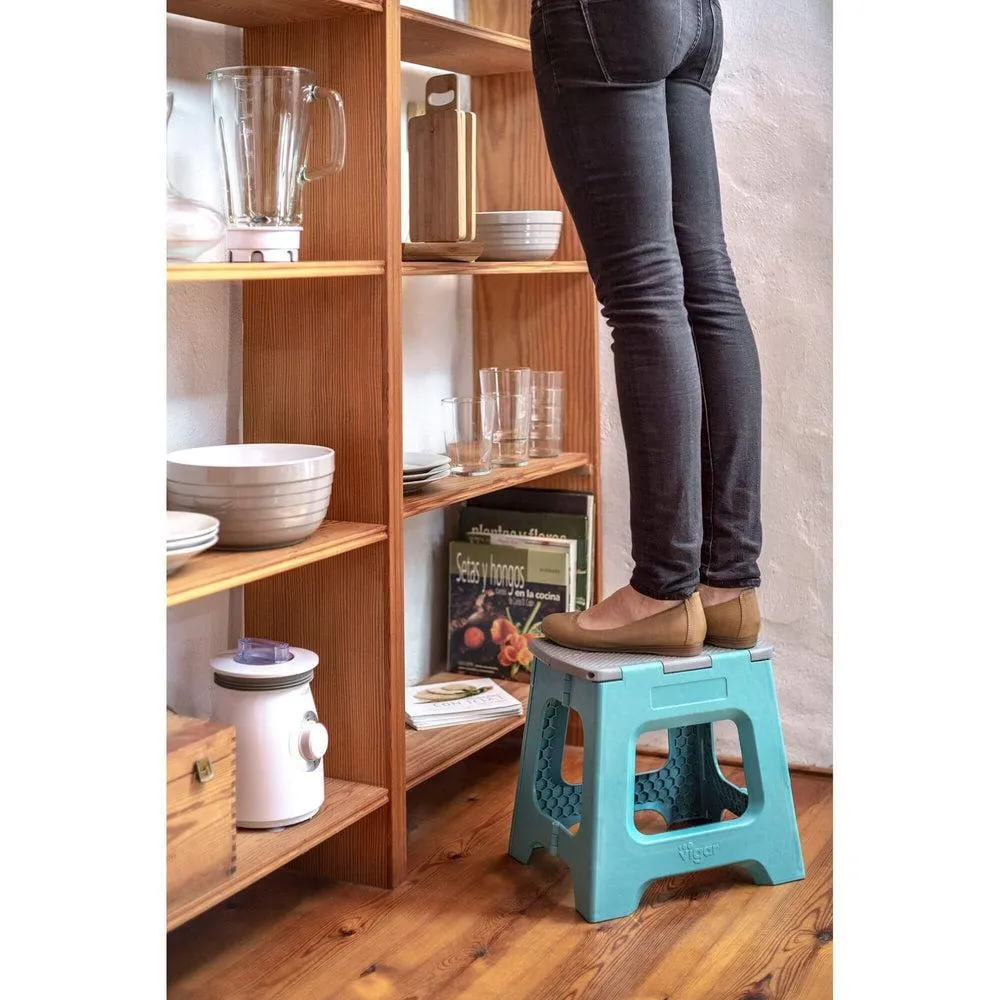 Vigar 32cm Compact Folding Step Stool Turquoise