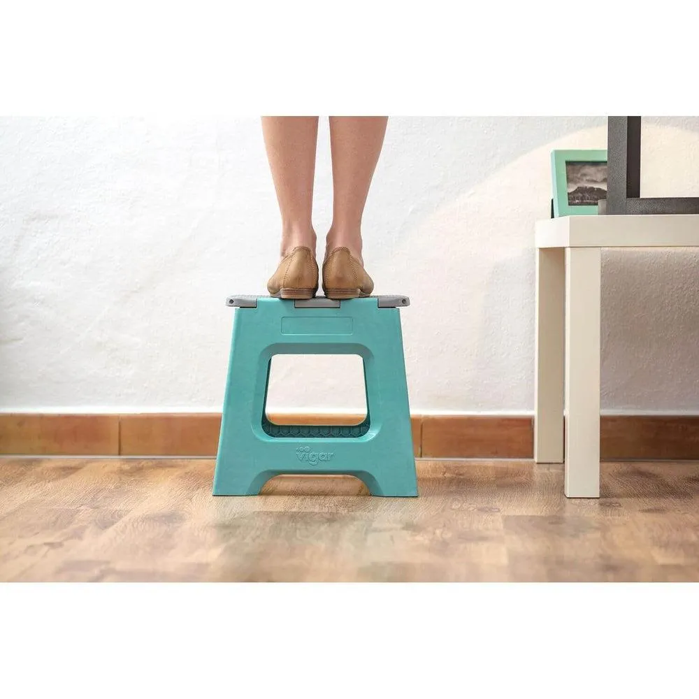 Vigar 32cm Compact Folding Step Stool Turquoise