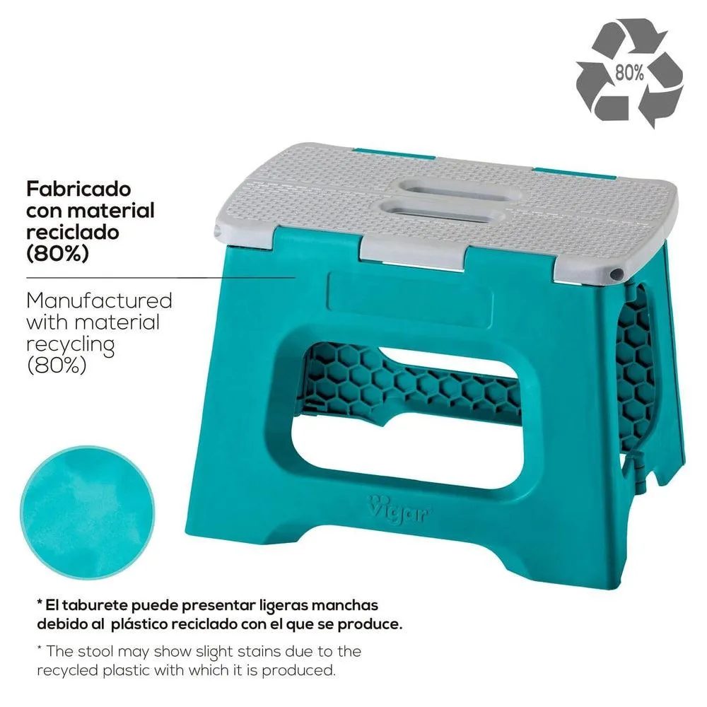 Vigar 32cm Compact Folding Step Stool Turquoise