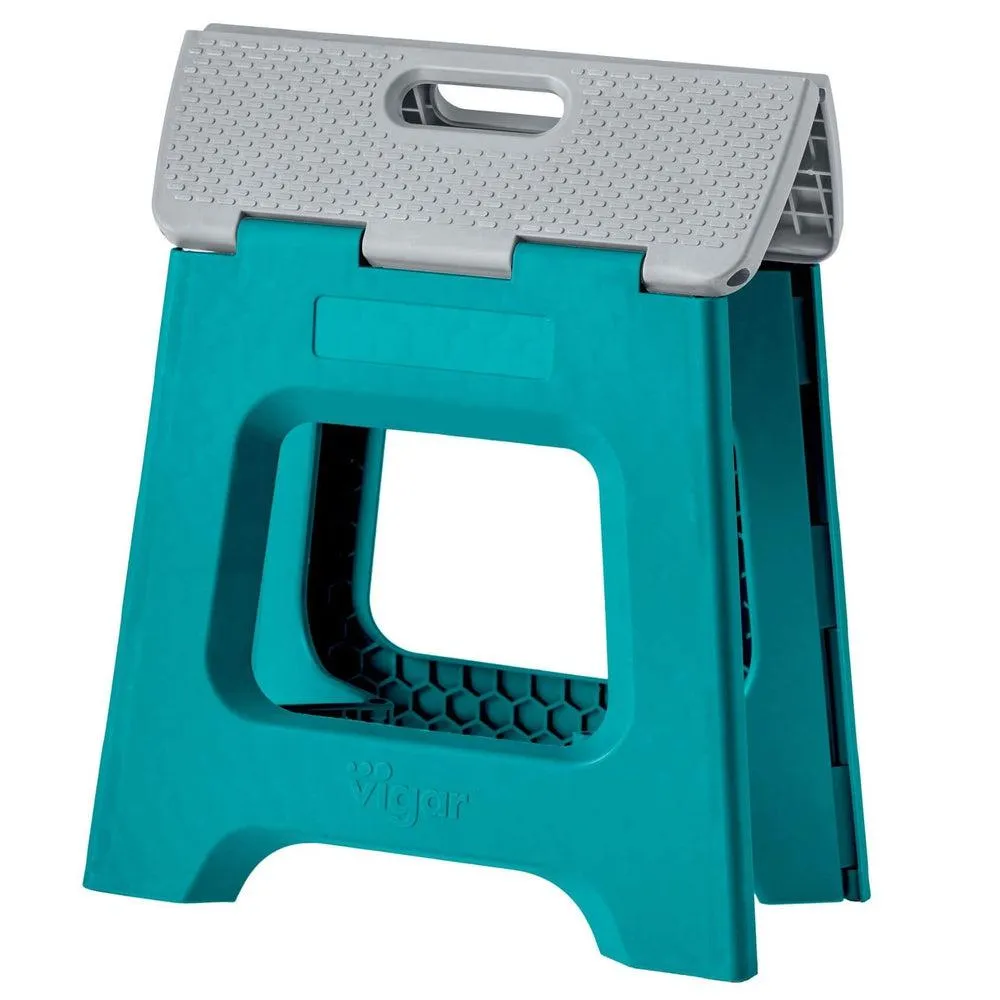 Vigar 32cm Compact Folding Step Stool Turquoise