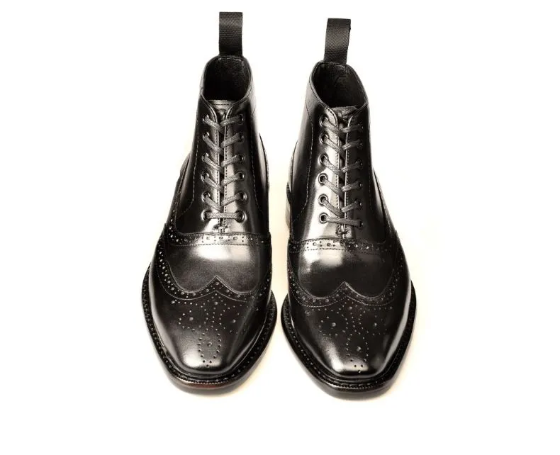 Vintage polished engraved Martin boots men's genuine leather boots