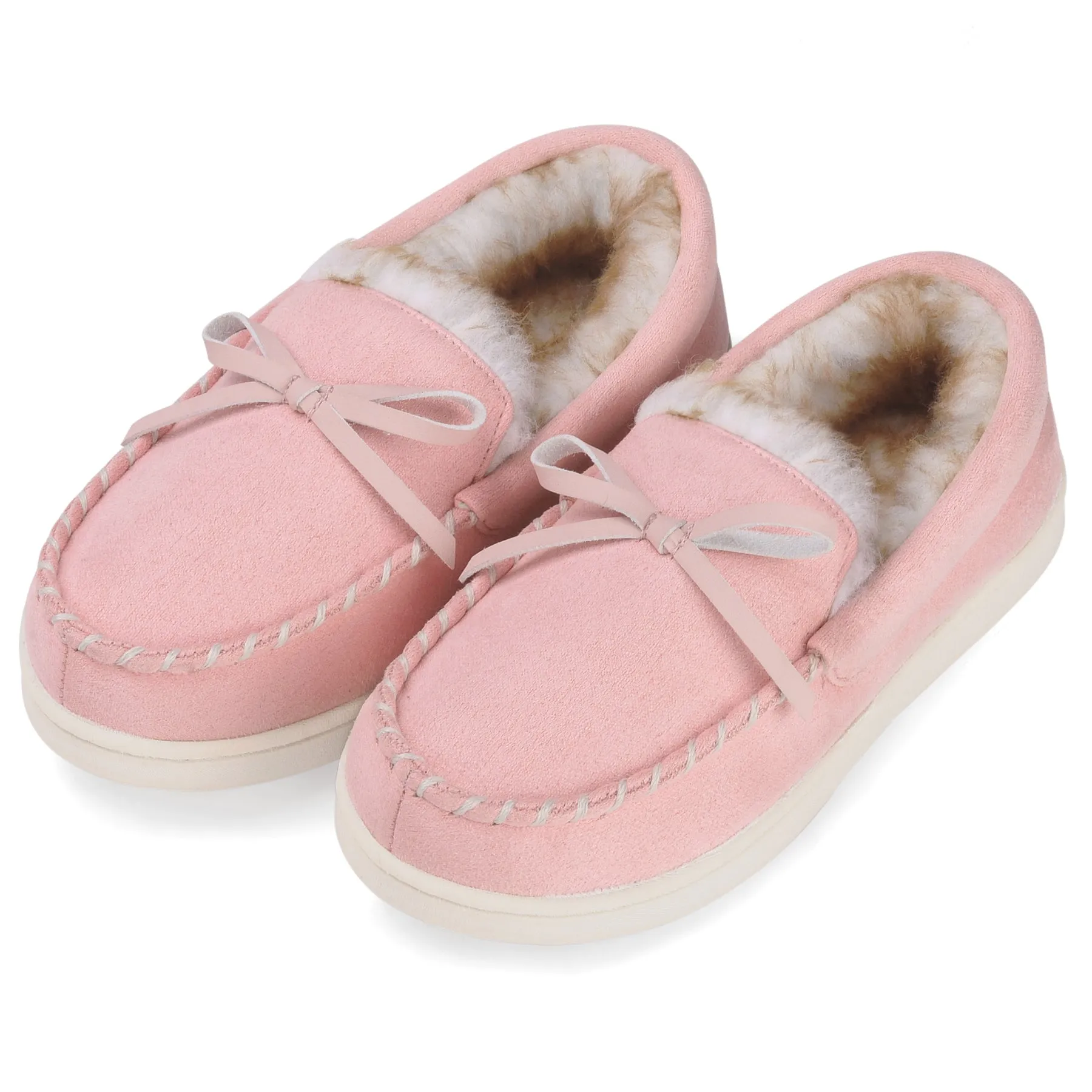 VONMAY Kids Slippers Boys Girls Moccasins House Shoes with Comfy Faux Fur Lining Memory Foam Slipper