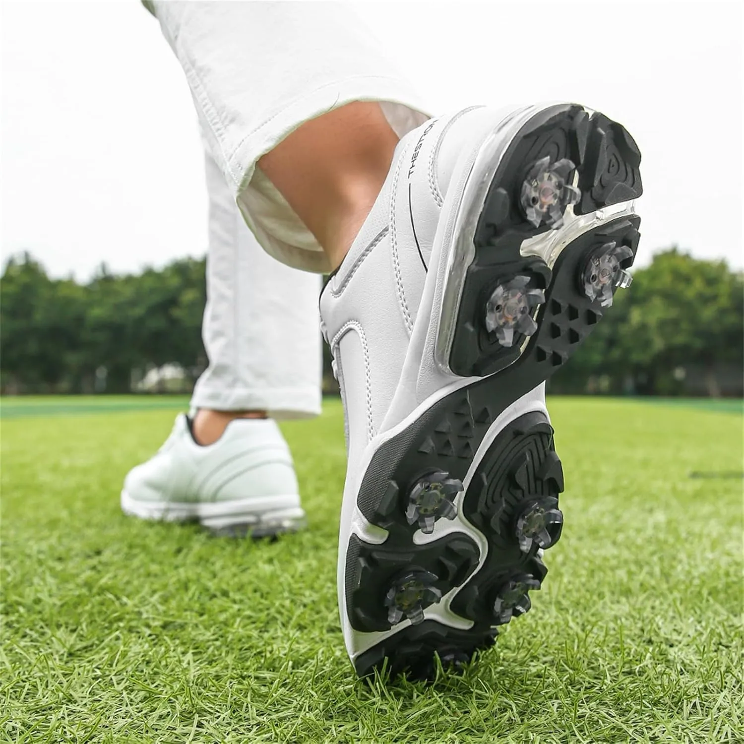 Waterproof Golf Shoes Men Leather Spikes Golfers Training Sneakers Anti Slip Walking Footwears Golf Athletic Fitness Trainers