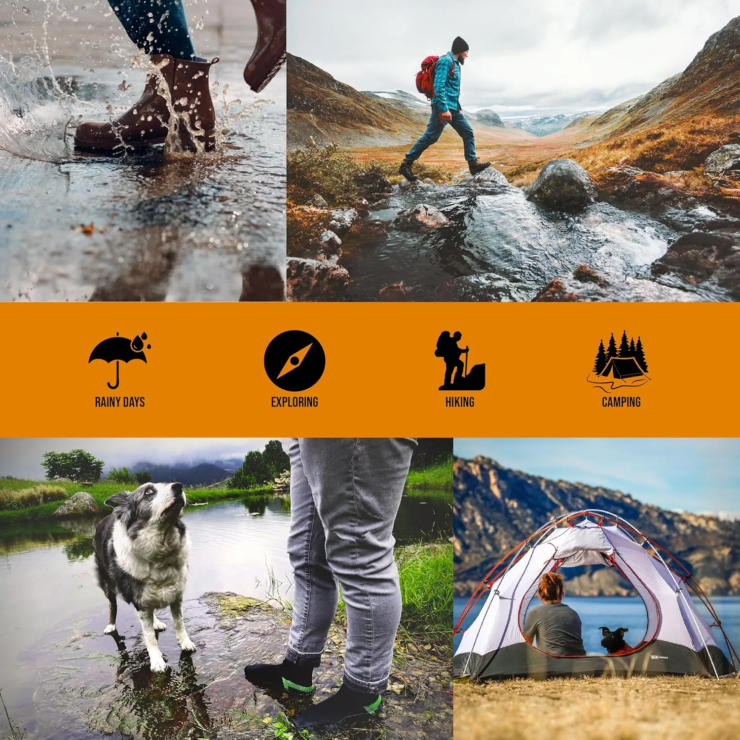 Waterproof Socks for Men and Women - Moisture Wicking, Dry and Breathable for Outdoor Hiking Wading in Water