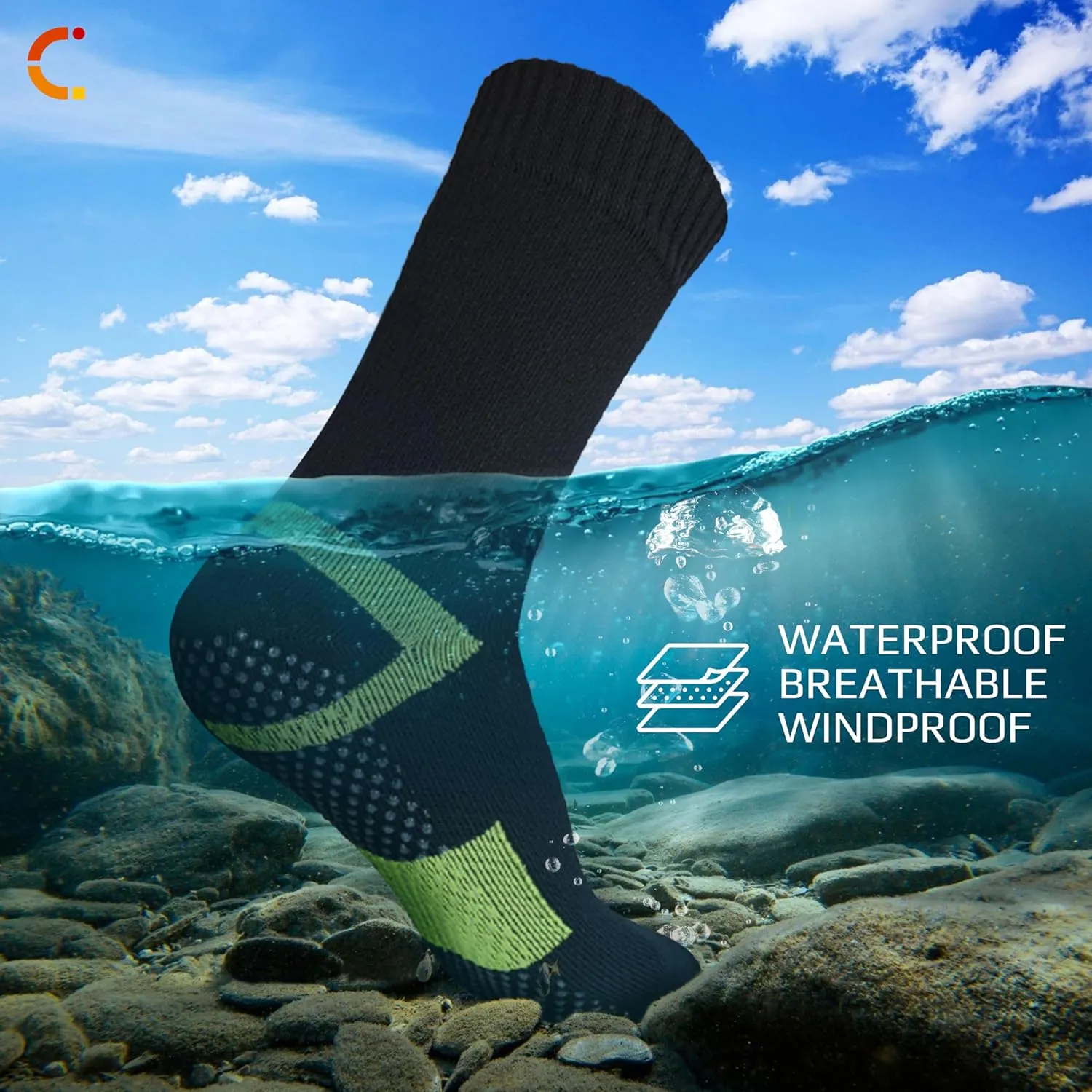 Waterproof Socks for Men and Women - Moisture Wicking, Dry and Breathable for Outdoor Hiking Wading in Water
