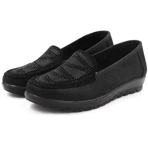 Women Casual Flat Slip On Soft Shoes In Suede