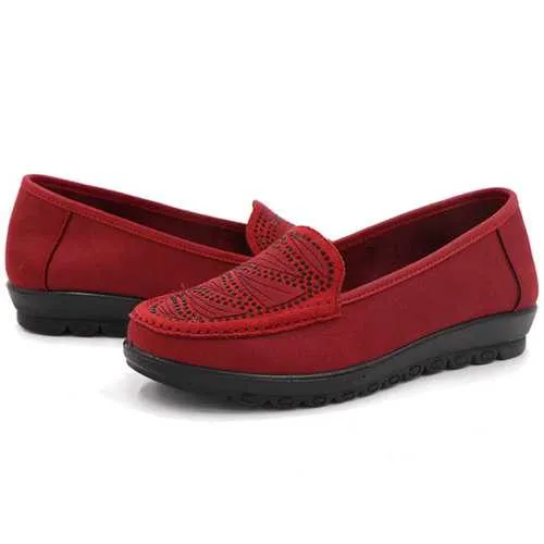 Women Casual Flat Slip On Soft Shoes In Suede