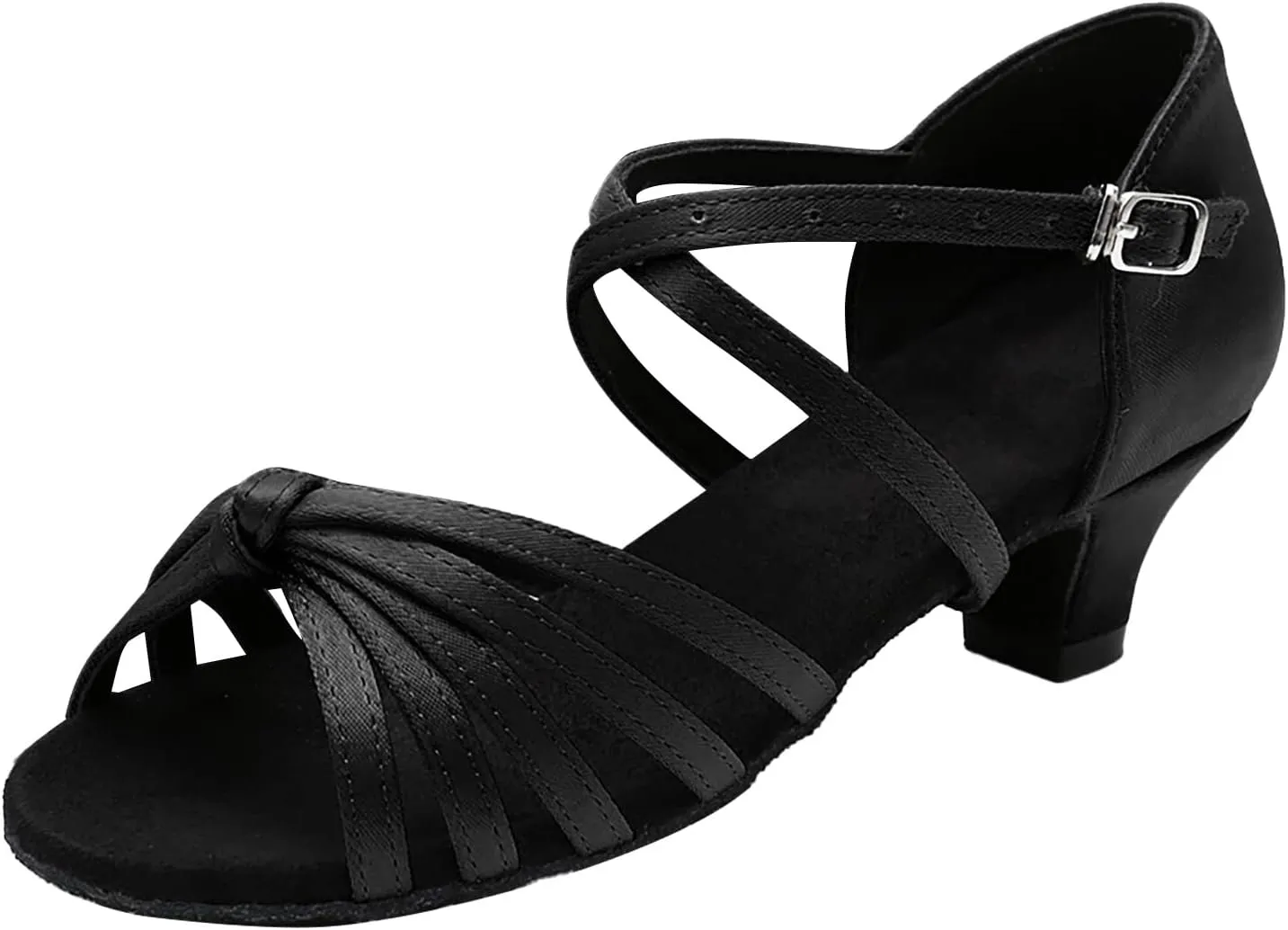 Women's Dance Shoes Ankle Strap Latin Dancing Heels Fashion Soft Sole Comfortable Ballroom Wedding Dancing (Black, 9)