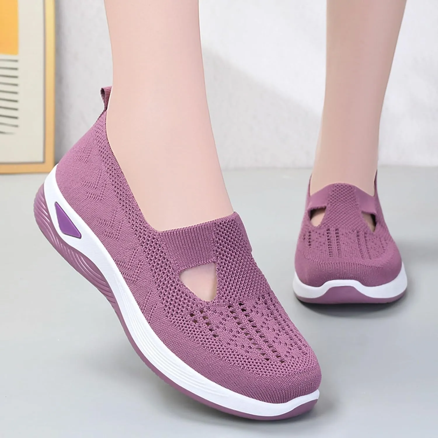 Womens Orthopedic Slip On Casual Shoes Walking Sneakers with Arch Support Comfortable Loafers Plantar Fasciitis Relief Foot Pain Diabetic Feet