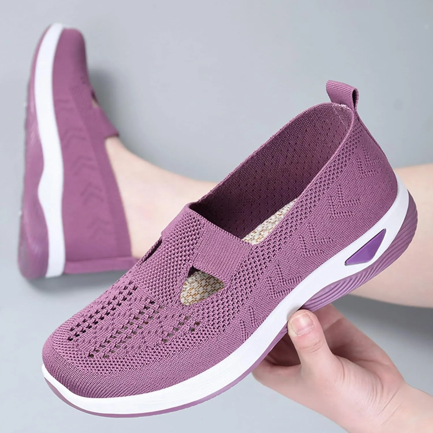 Womens Orthopedic Slip On Casual Shoes Walking Sneakers with Arch Support Comfortable Loafers Plantar Fasciitis Relief Foot Pain Diabetic Feet