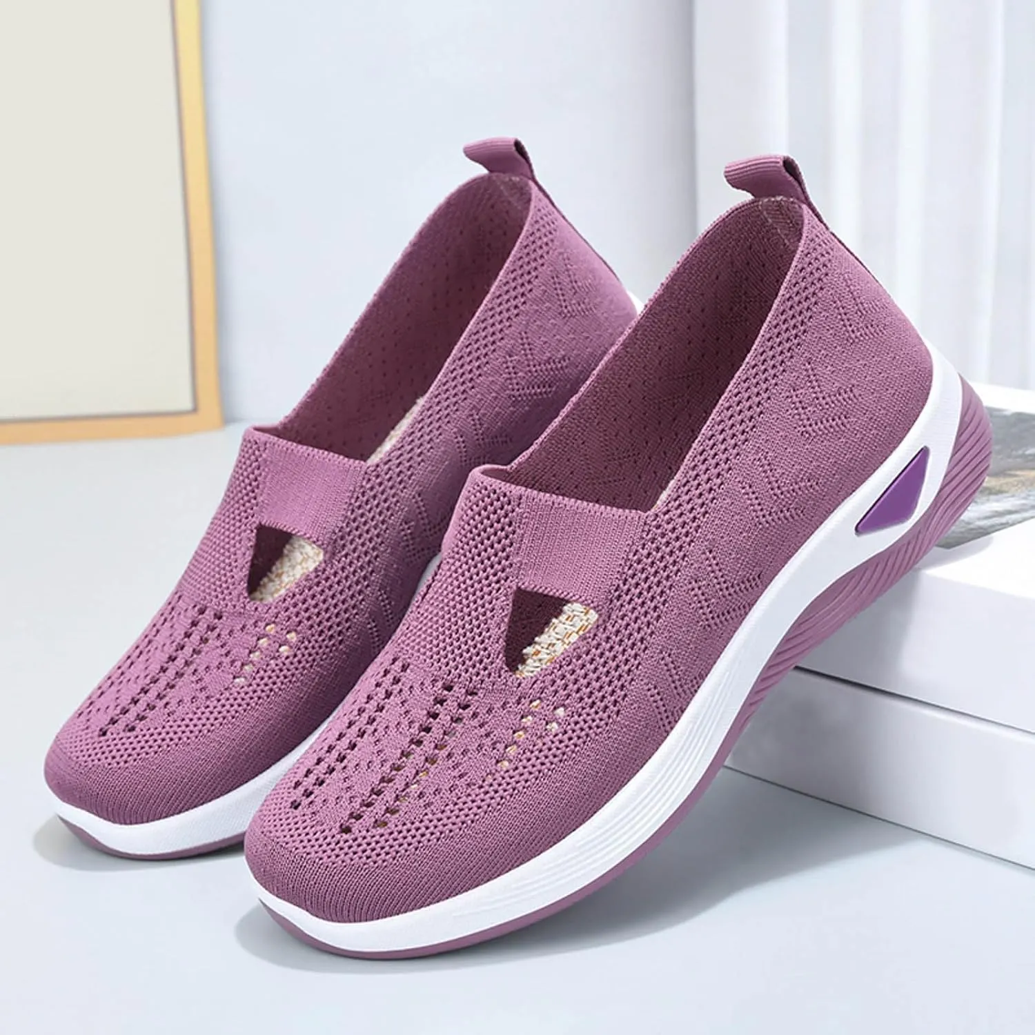 Womens Orthopedic Slip On Casual Shoes Walking Sneakers with Arch Support Comfortable Loafers Plantar Fasciitis Relief Foot Pain Diabetic Feet