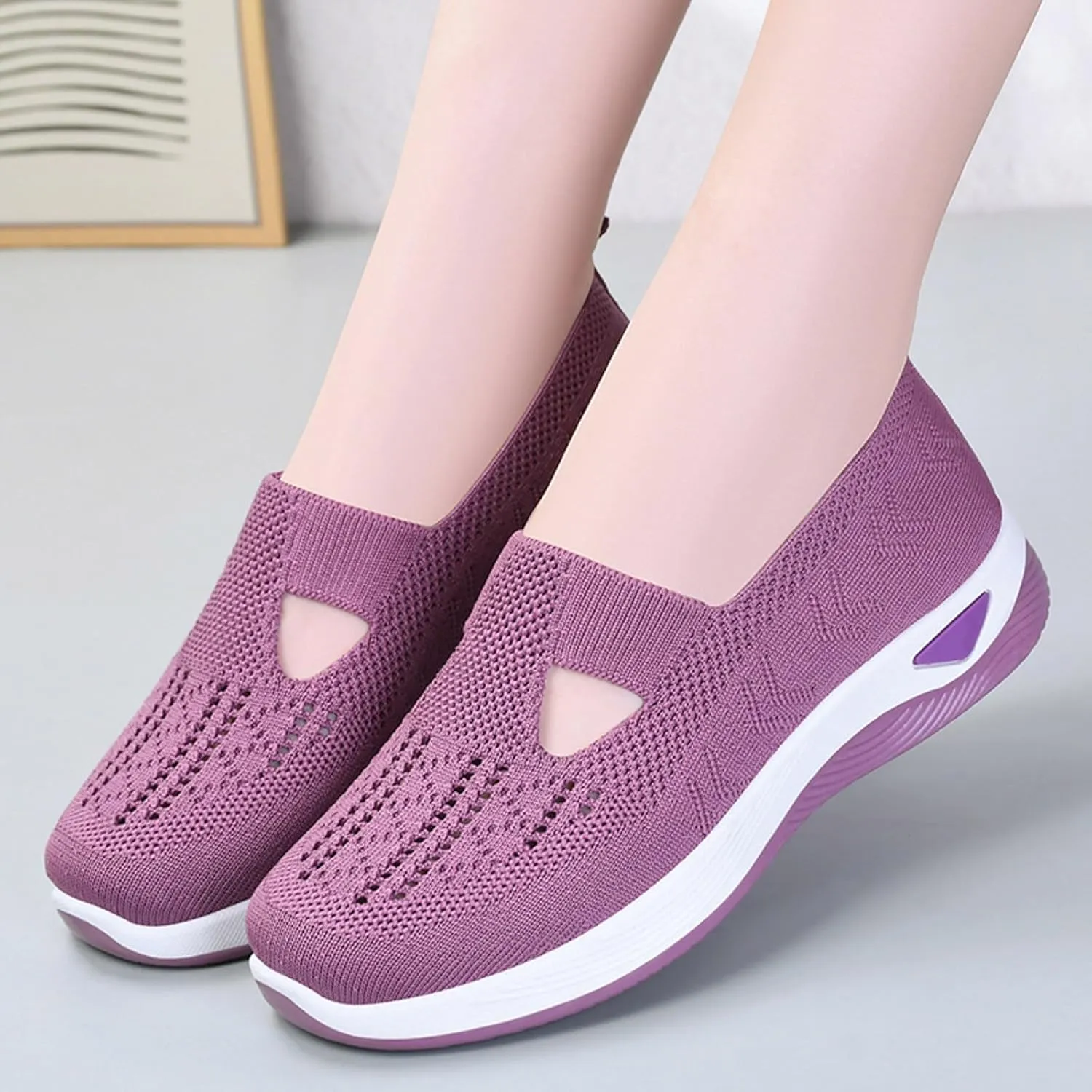 Womens Orthopedic Slip On Casual Shoes Walking Sneakers with Arch Support Comfortable Loafers Plantar Fasciitis Relief Foot Pain Diabetic Feet
