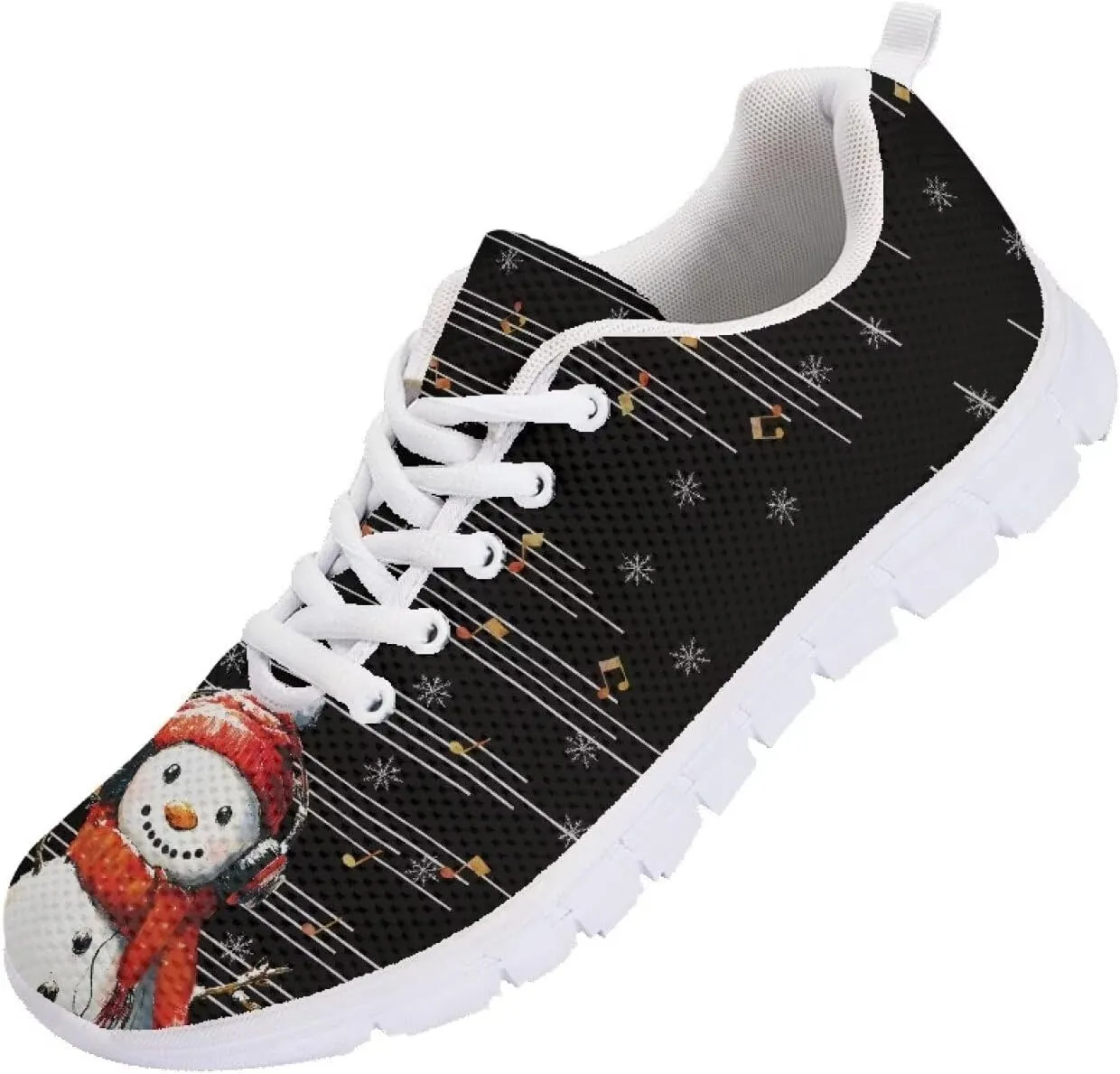 Women's Running Shoes Christmas Sneakers Breathable Sports Tennis Shoes Trainers Lace-up Comfortable Causal Travel Walking Shoes for Lady US 5-12
