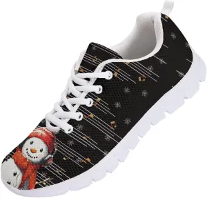 Women's Running Shoes Christmas Sneakers Breathable Sports Tennis Shoes Trainers Lace-up Comfortable Causal Travel Walking Shoes for Lady US 5-12