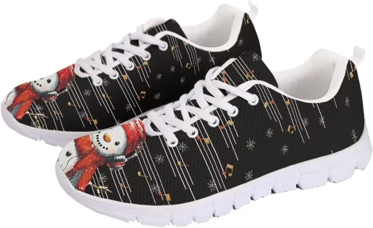 Women's Running Shoes Christmas Sneakers Breathable Sports Tennis Shoes Trainers Lace-up Comfortable Causal Travel Walking Shoes for Lady US 5-12