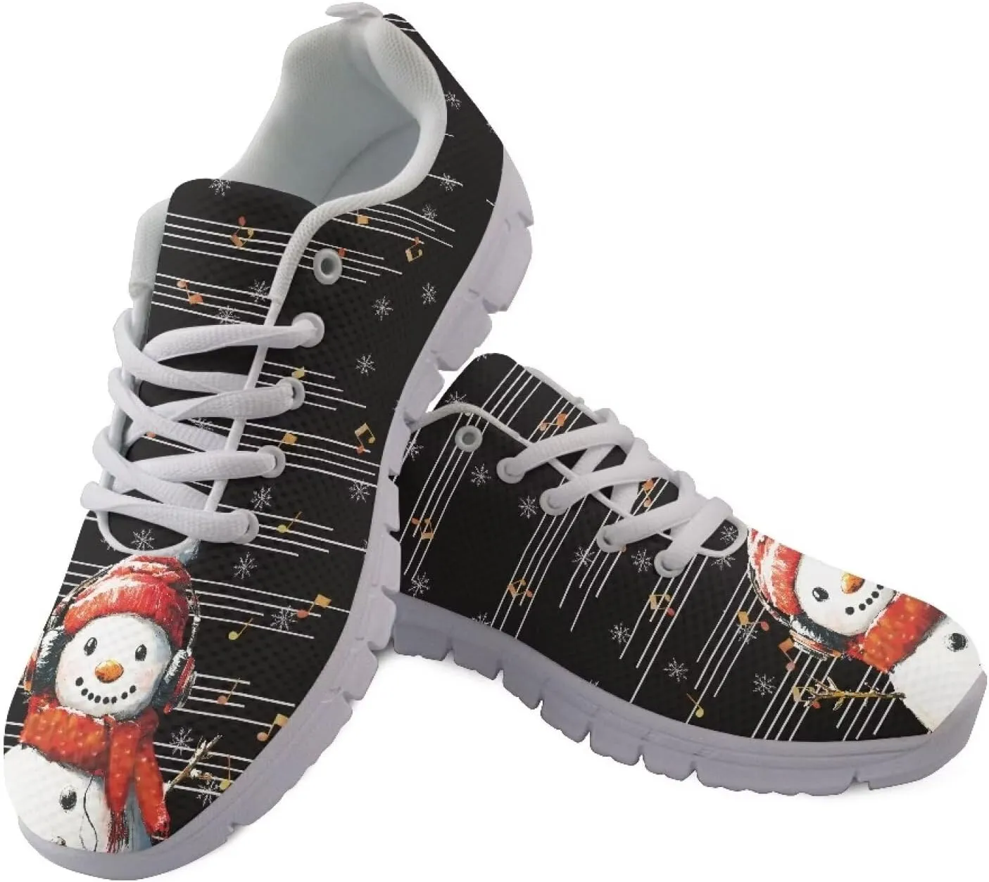 Women's Running Shoes Christmas Sneakers Breathable Sports Tennis Shoes Trainers Lace-up Comfortable Causal Travel Walking Shoes for Lady US 5-12
