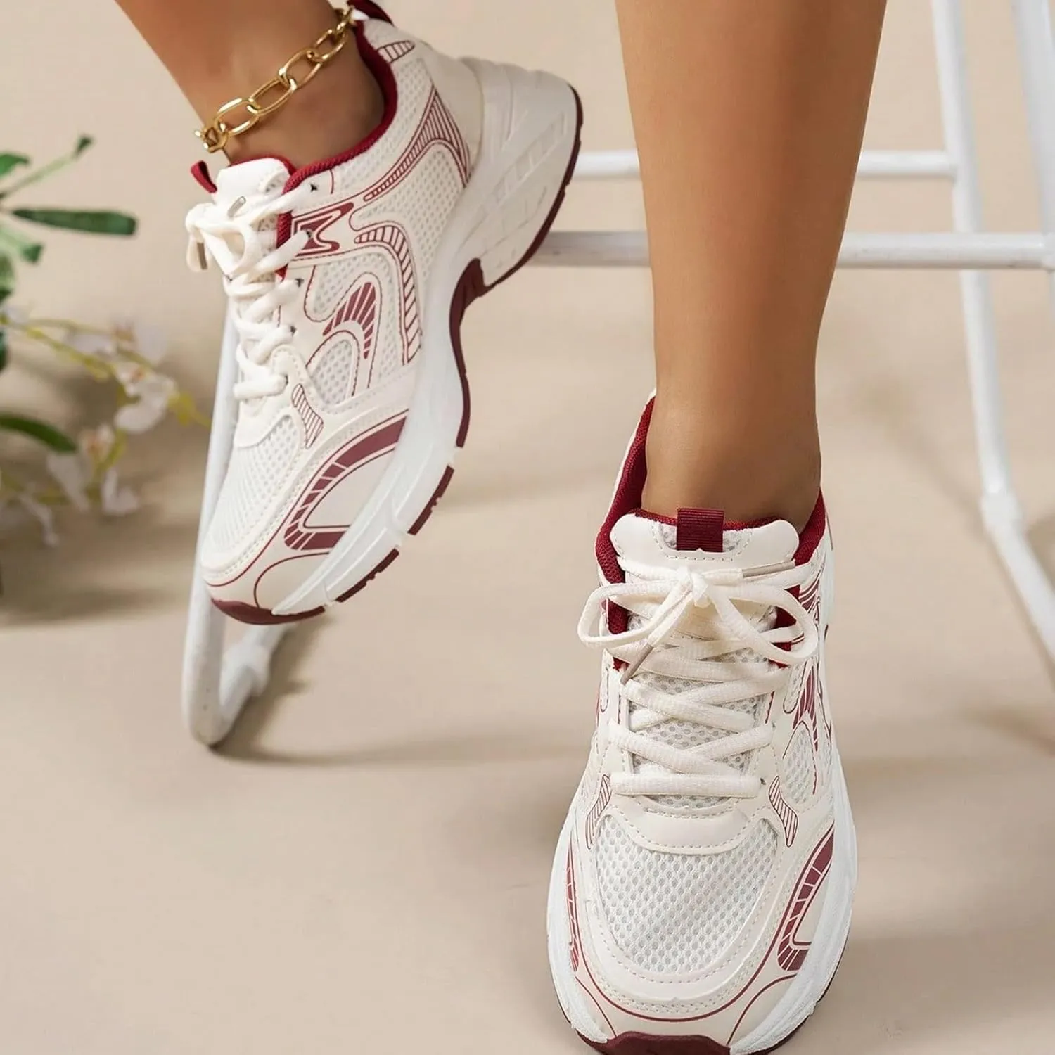 Womens Running Shoes Summer Breathable Lightweigt Cushioned Sneakers,Comfy Walking Shoes with Arch Support,Non Slip Thick Sole High Increasing Sneaker for Women Summer Workout Shoe Outdoor Hiking Gym