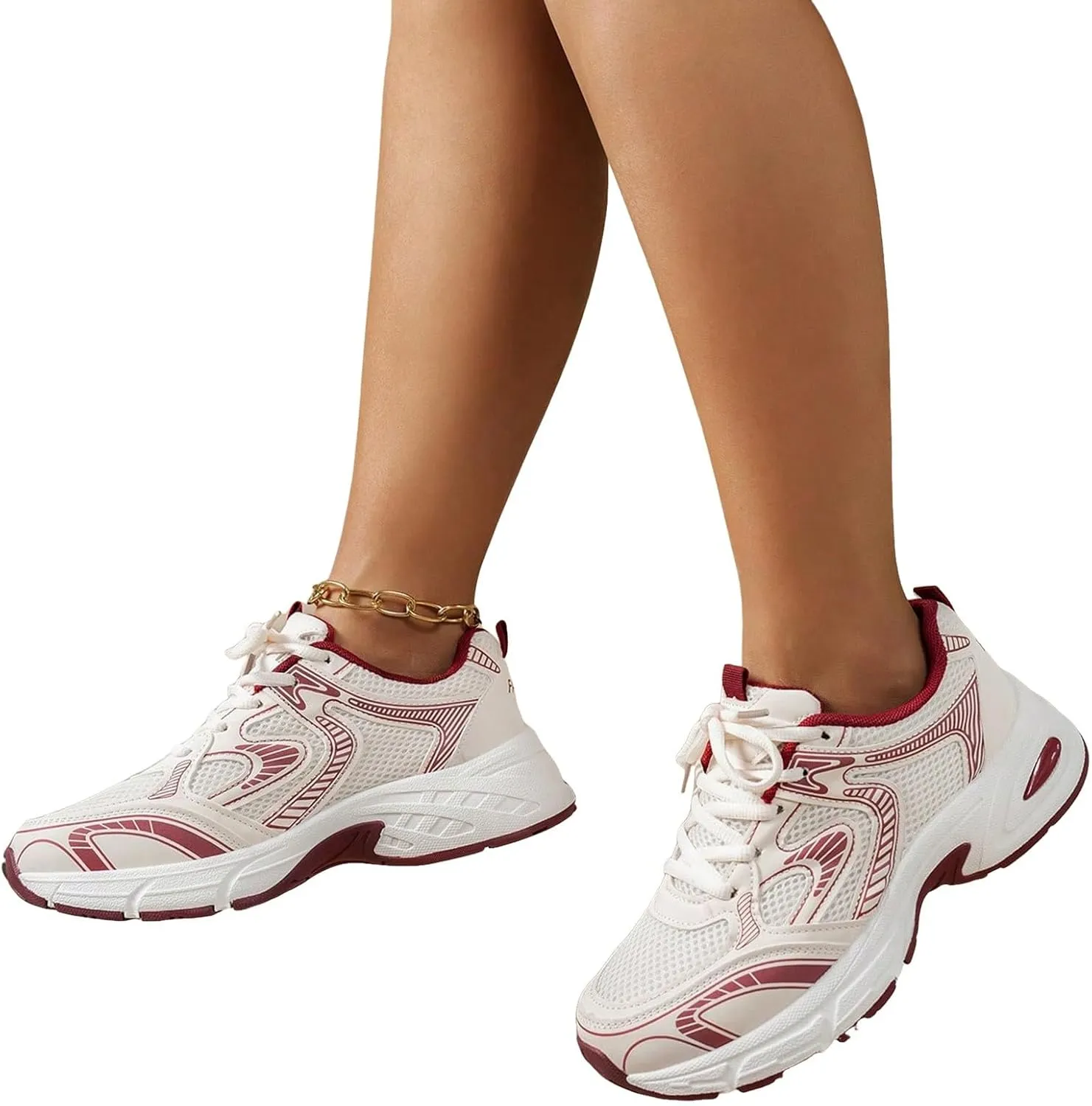 Womens Running Shoes Summer Breathable Lightweigt Cushioned Sneakers,Comfy Walking Shoes with Arch Support,Non Slip Thick Sole High Increasing Sneaker for Women Summer Workout Shoe Outdoor Hiking Gym