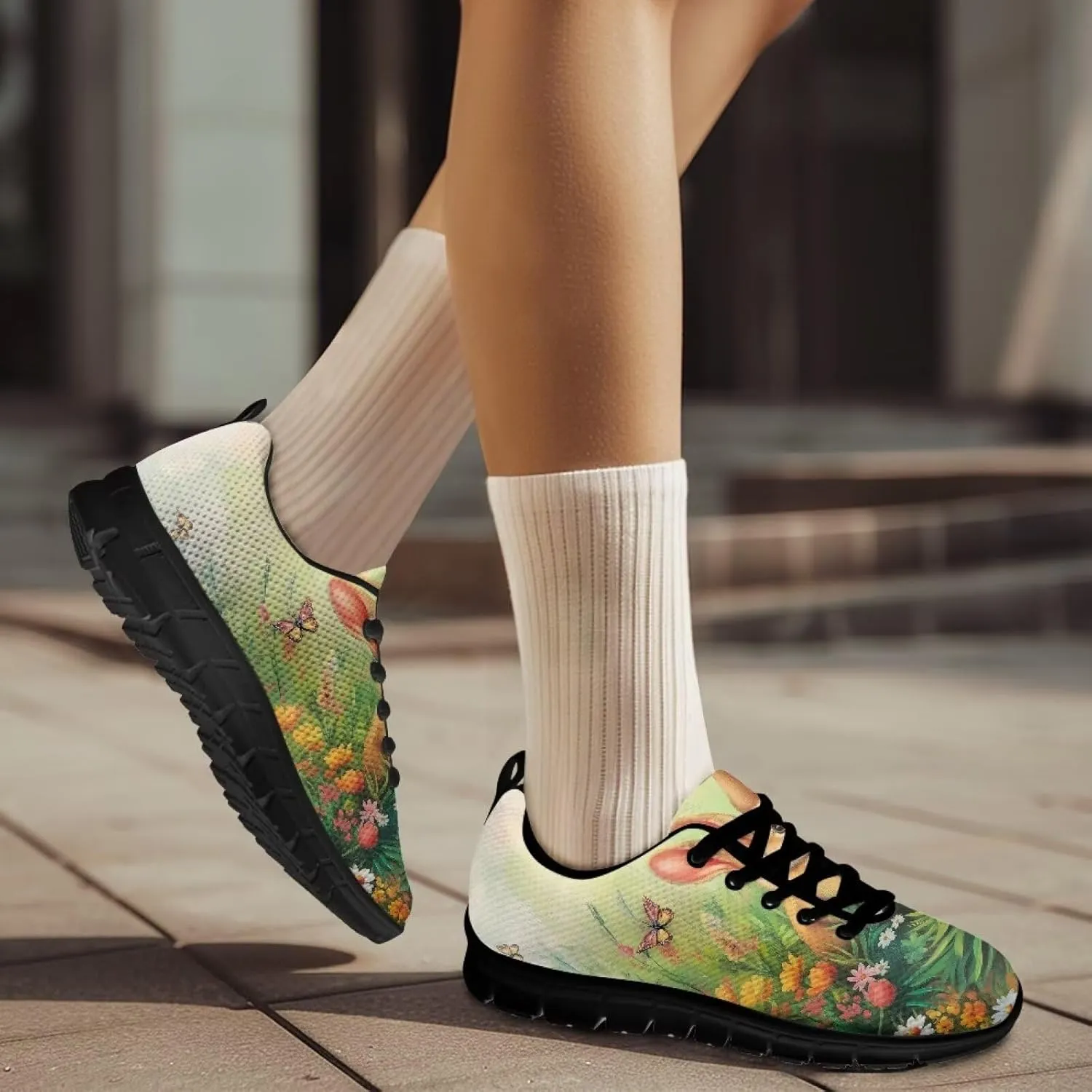 Womens Trainers Sports Running Shoes Lightweight Causal Tennis Shoe Non Slip Gym Workout Shoes Easter St. Patrick's Day Sneakers Black Sole Size 5-12