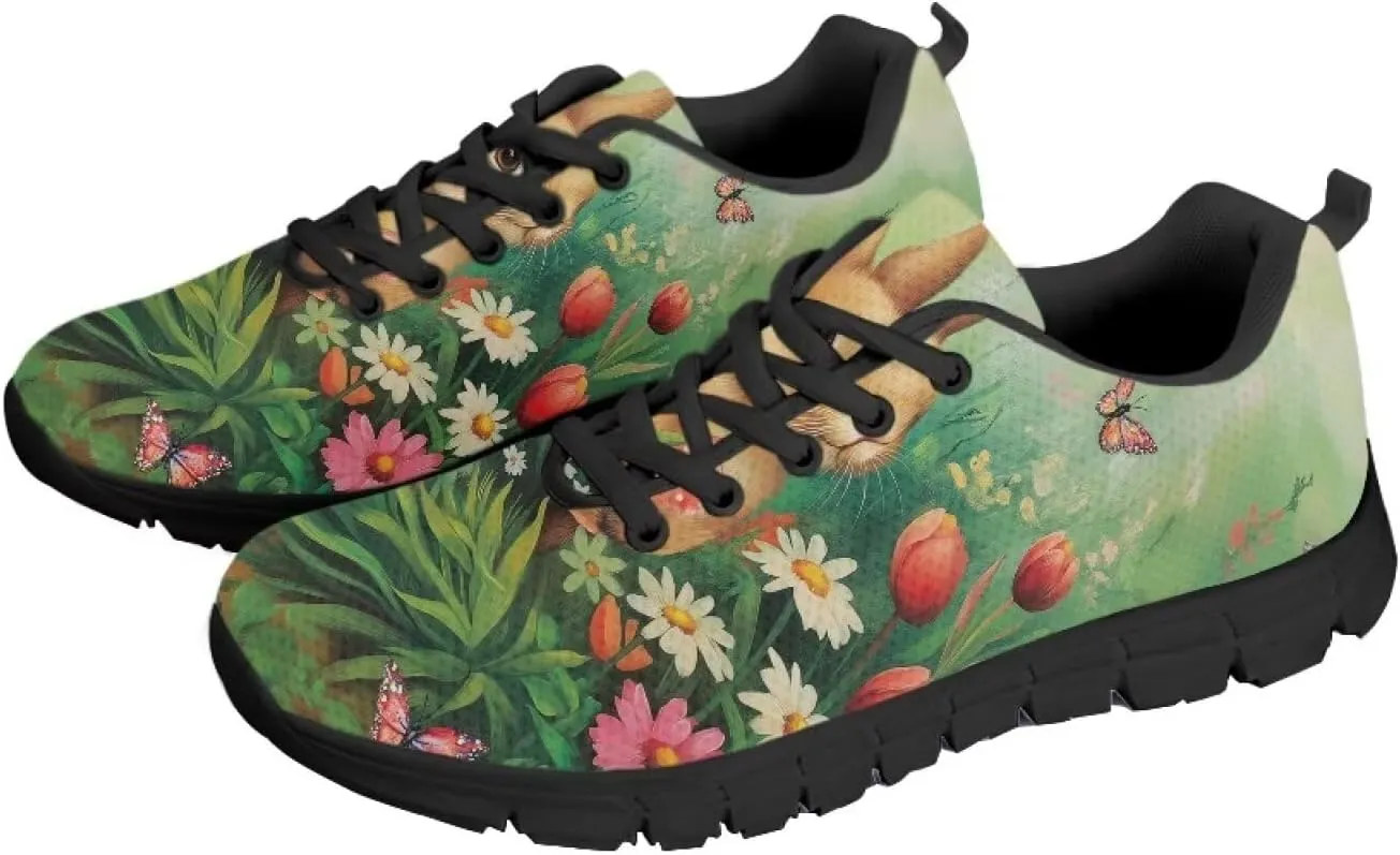 Womens Trainers Sports Running Shoes Lightweight Causal Tennis Shoe Non Slip Gym Workout Shoes Easter St. Patrick's Day Sneakers Black Sole Size 5-12