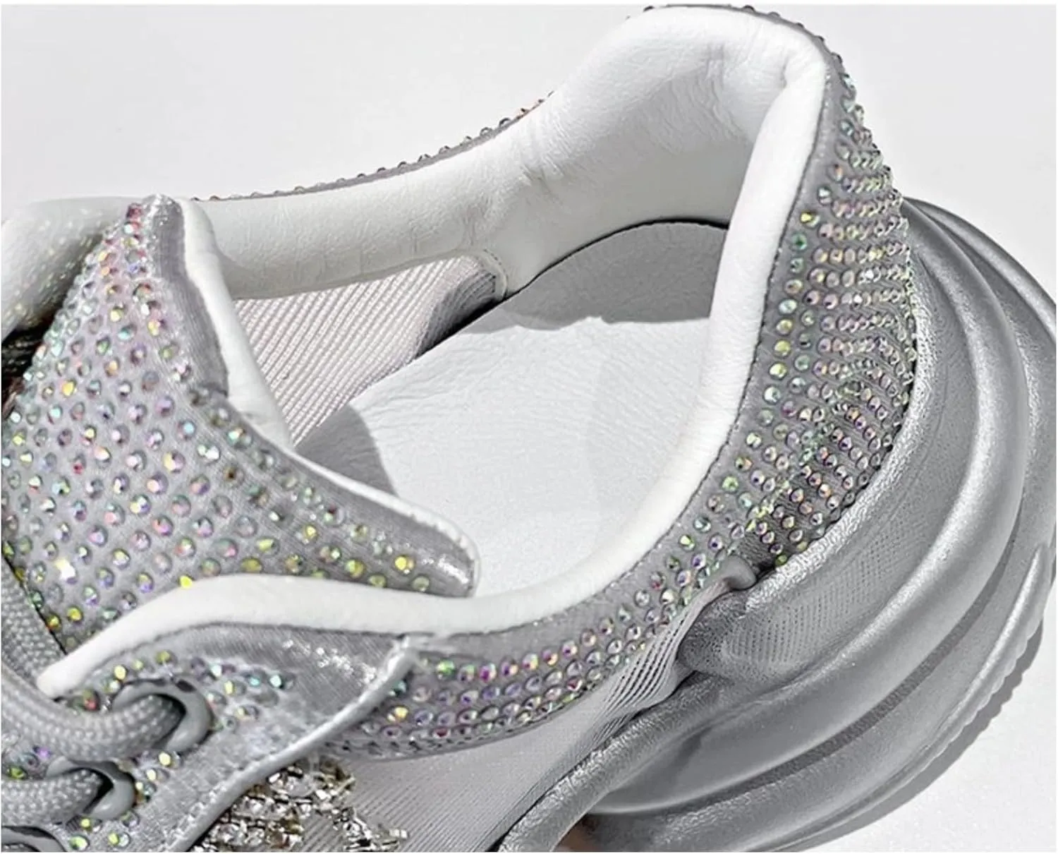 Women's Y2K Mesh Crystal Chunky Dad Shoes - Trendy Breathable Comfortable Casual Lightweight Walking Platform Sneakers