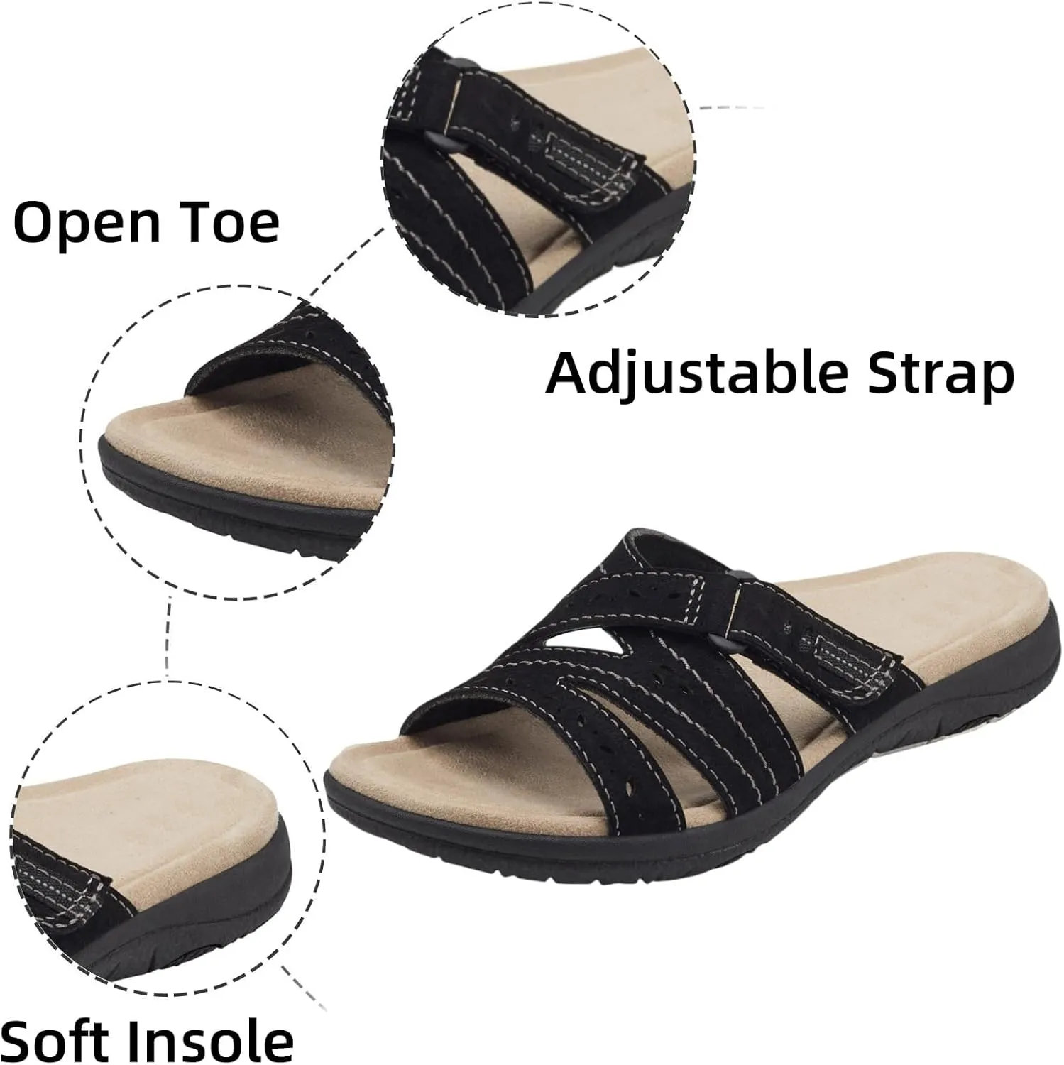 ZWRXW Slippers for Women Fashion Orthotic Slides Sandal Ladies Lightweight Athletic Yoga Mat Sandals Ultra Comfortable Plantar Fasciitis Arch Support Sandals Slip On Summer Beach Shoes
